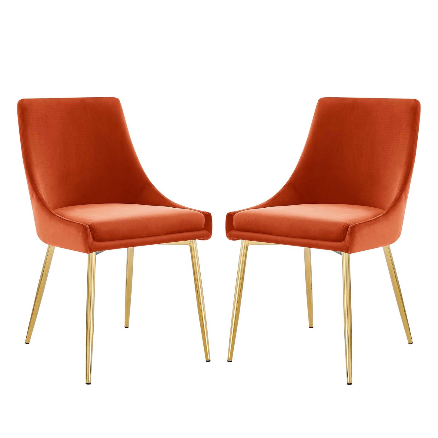 Viscount Performance Velvet Dining Chairs - Set of 2, Velvet, Metal Steel, Gold Orange, 18526