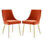 Viscount Performance Velvet Dining Chairs - Set of 2, Velvet, Metal Steel, Gold Orange, 18526
