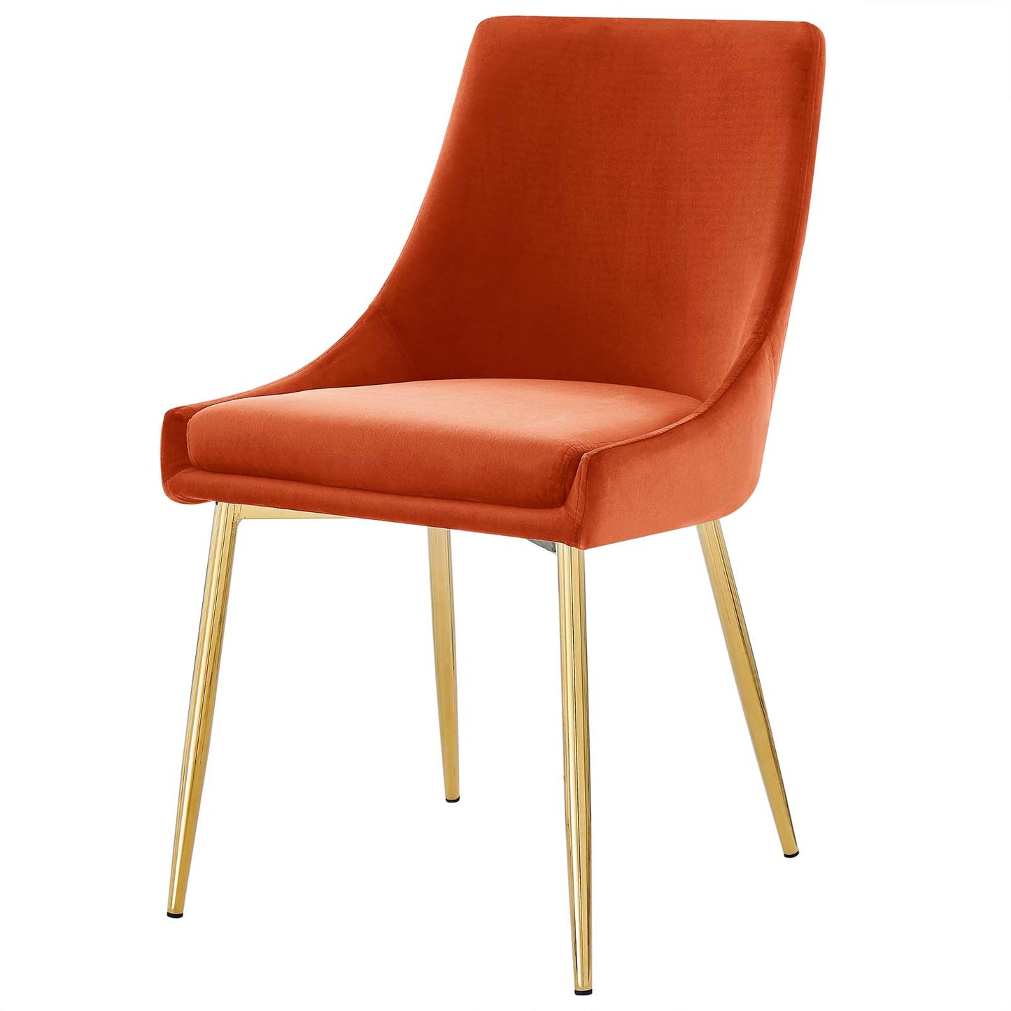 Viscount Performance Velvet Dining Chairs - Set of 2, Velvet, Metal Steel, Gold Orange, 18526
