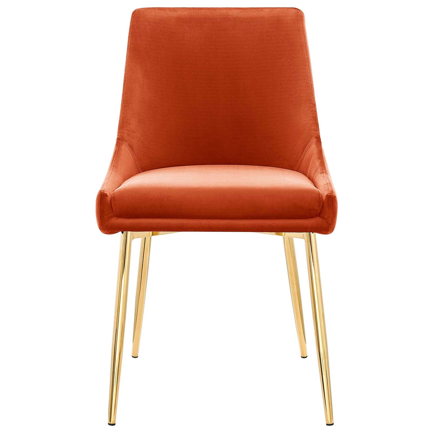 Viscount Performance Velvet Dining Chairs - Set of 2, Velvet, Metal Steel, Gold Orange, 18526