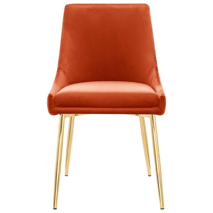 Viscount Performance Velvet Dining Chairs - Set of 2, Velvet, Metal Steel, Gold Orange, 18526