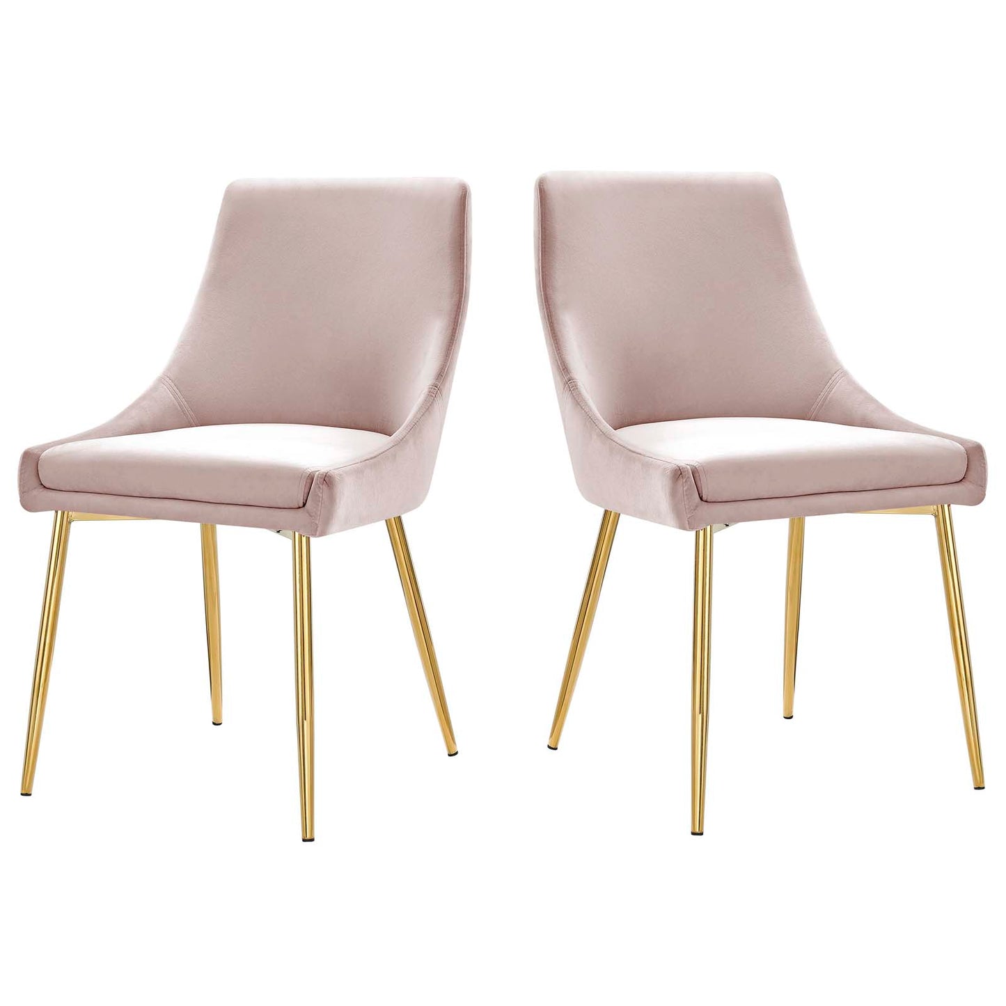 Viscount Performance Velvet Dining Chairs - Set of 2, Velvet, Metal Steel, Gold Pink, 18527
