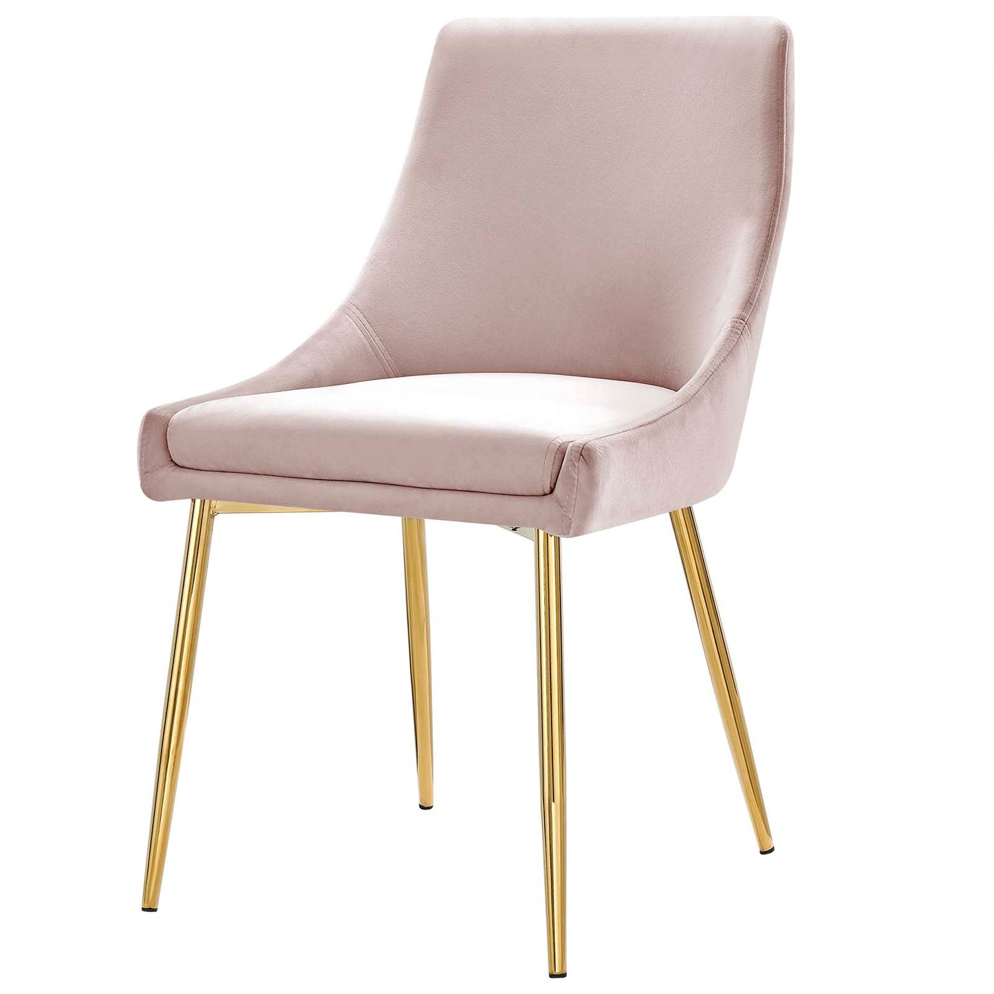 Viscount Performance Velvet Dining Chairs - Set of 2, Velvet, Metal Steel, Gold Pink, 18527