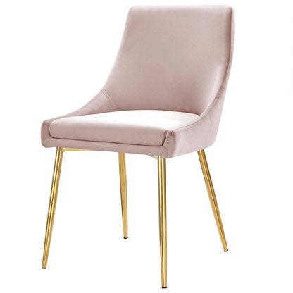 Viscount Performance Velvet Dining Chairs - Set of 2, Velvet, Metal Steel, Gold Pink, 18527