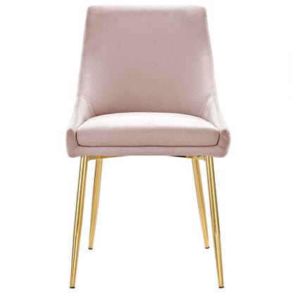 Viscount Performance Velvet Dining Chairs - Set of 2, Velvet, Metal Steel, Gold Pink, 18527