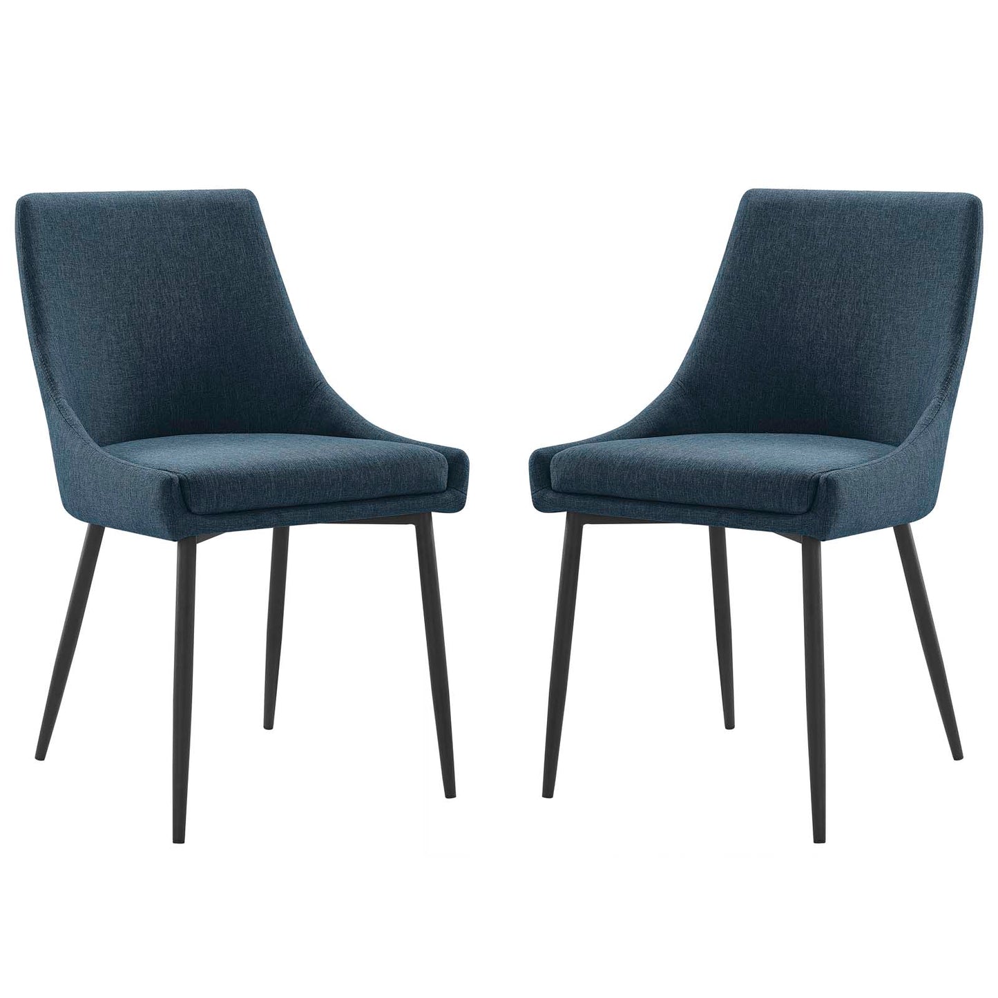Viscount Upholstered Fabric Dining Chairs - Set of 2, Fabric, Metal Steel, Navy Blue Black, 18528