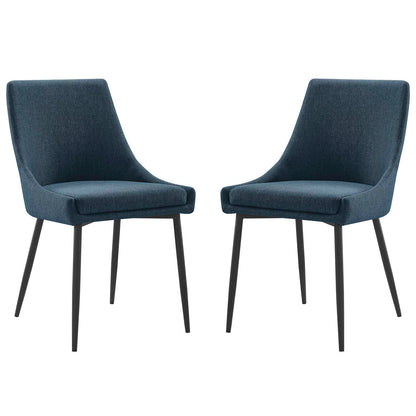 Viscount Upholstered Fabric Dining Chairs - Set of 2, Fabric, Metal Steel, Navy Blue Black, 18528