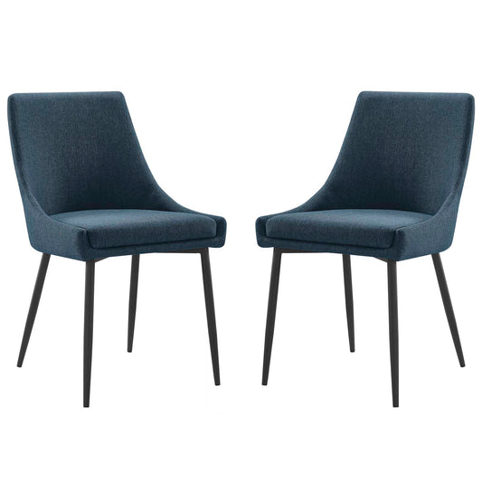 Viscount Upholstered Fabric Dining Chairs - Set of 2, Fabric, Metal Steel, Navy Blue Black, 18528