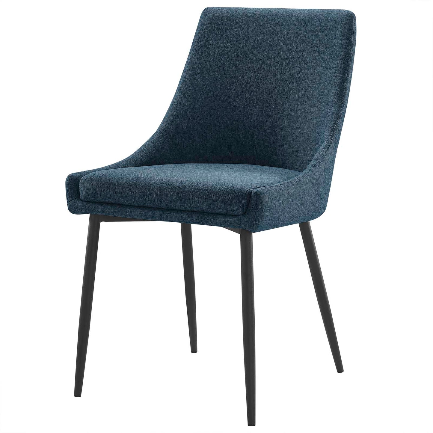 Viscount Upholstered Fabric Dining Chairs - Set of 2, Fabric, Metal Steel, Navy Blue Black, 18528