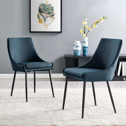 Viscount Upholstered Fabric Dining Chairs - Set of 2, Fabric, Metal Steel, Navy Blue Black, 18528