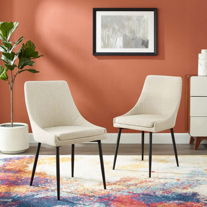 Viscount Upholstered Fabric Dining Chairs - Set of 2, Fabric, Metal Steel, Black Beige, 18529