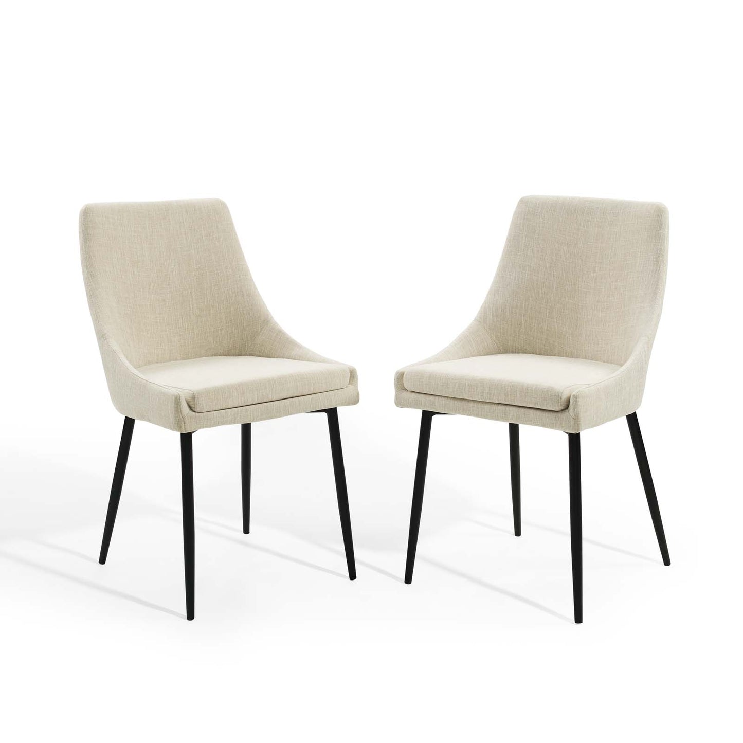 Viscount Upholstered Fabric Dining Chairs - Set of 2, Fabric, Metal Steel, Black Beige, 18529