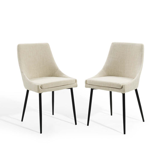 Viscount Upholstered Fabric Dining Chairs - Set of 2, Fabric, Metal Steel, Black Beige, 18529