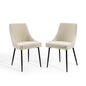 Viscount Upholstered Fabric Dining Chairs - Set of 2, Fabric, Metal Steel, Black Beige, 18529