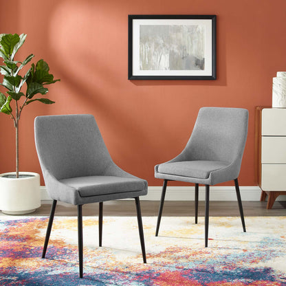 Viscount Upholstered Fabric Dining Chairs - Set of 2, Fabric, Metal Steel, Black Grey Gray, 18531