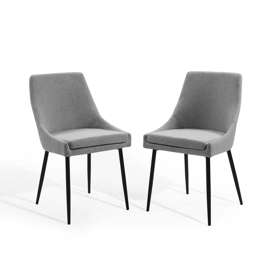 Viscount Upholstered Fabric Dining Chairs - Set of 2, Fabric, Metal Steel, Black Grey Gray, 18531
