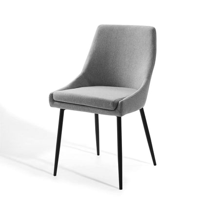 Viscount Upholstered Fabric Dining Chairs - Set of 2, Fabric, Metal Steel, Black Grey Gray, 18531