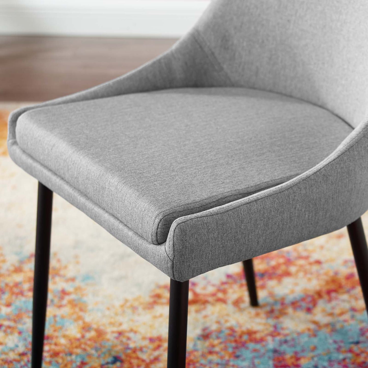 Viscount Upholstered Fabric Dining Chairs - Set of 2, Fabric, Metal Steel, Black Grey Gray, 18531