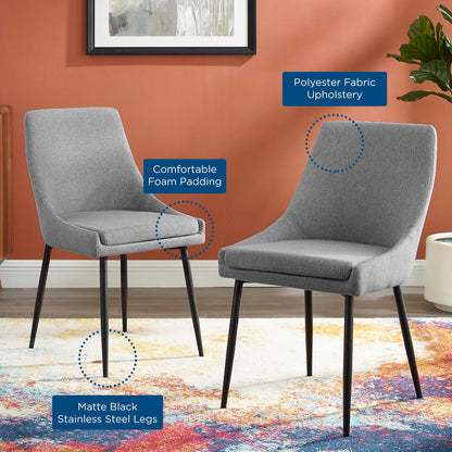 Viscount Upholstered Fabric Dining Chairs - Set of 2, Fabric, Metal Steel, Black Grey Gray, 18531