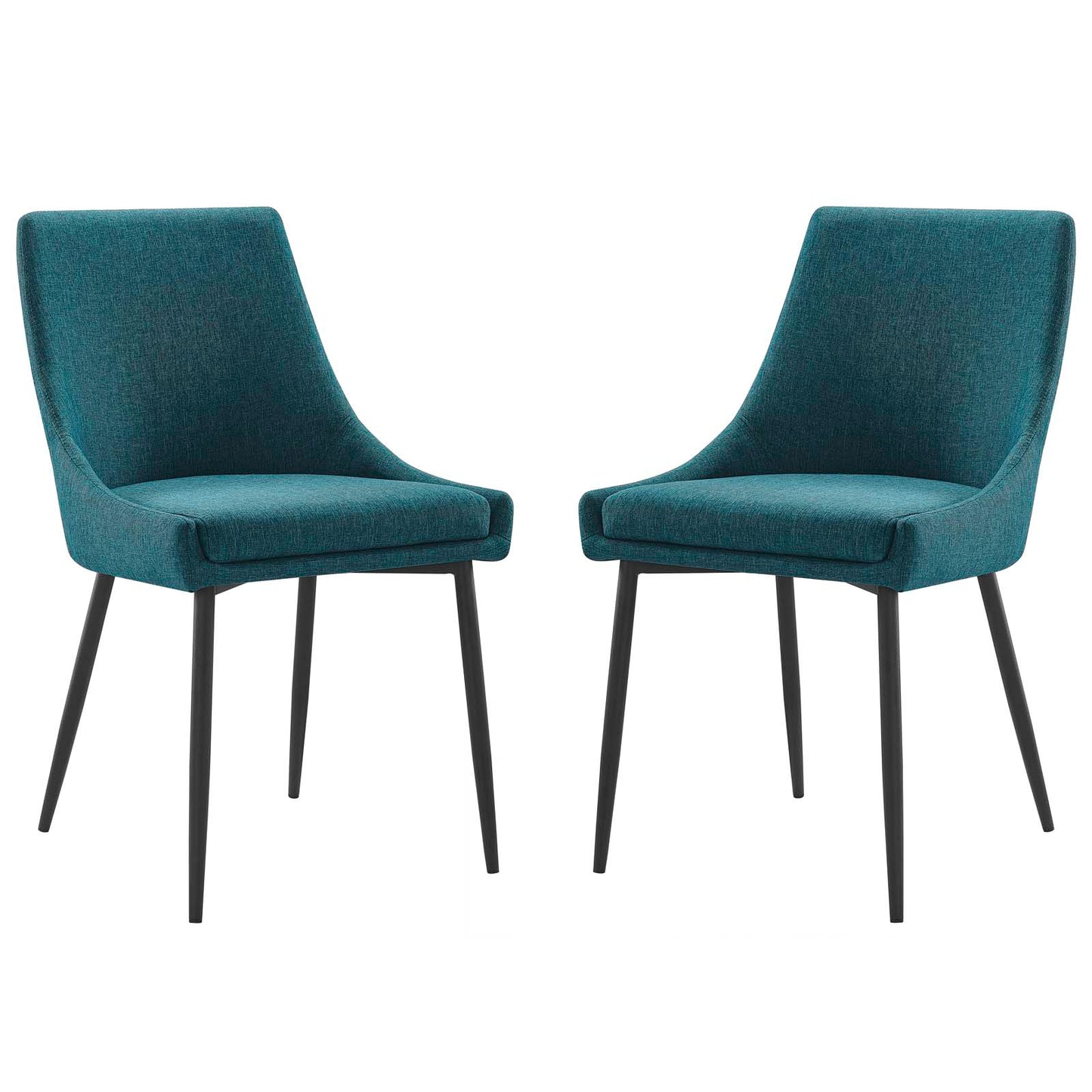 Viscount Upholstered Fabric Dining Chairs - Set of 2, Fabric, Metal Steel, Black Blue, 18532