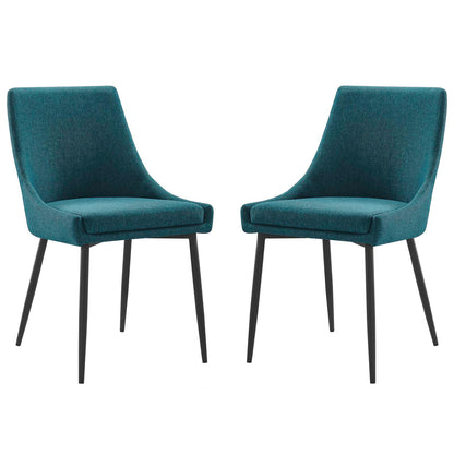 Viscount Upholstered Fabric Dining Chairs - Set of 2, Fabric, Metal Steel, Black Blue, 18532