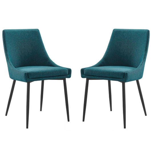 Viscount Upholstered Fabric Dining Chairs - Set of 2, Fabric, Metal Steel, Black Blue, 18532
