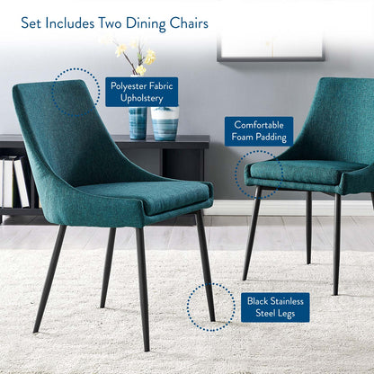 Viscount Upholstered Fabric Dining Chairs - Set of 2, Fabric, Metal Steel, Black Blue, 18532