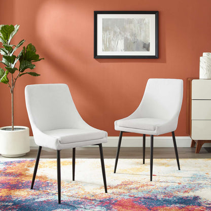 Viscount Upholstered Fabric Dining Chairs - Set of 2, Fabric, Metal Steel, Black White, 18533