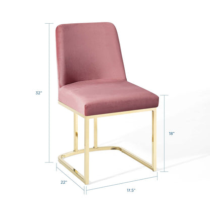 Amplify Sled Base Performance Velvet Dining Side Chair, Velvet, Metal Steel, Gold Pink, 18534