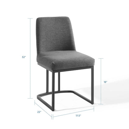 Amplify Sled Base Upholstered Fabric Dining Side Chair, Fabric, Metal Steel, Black Grey Gray, 18538