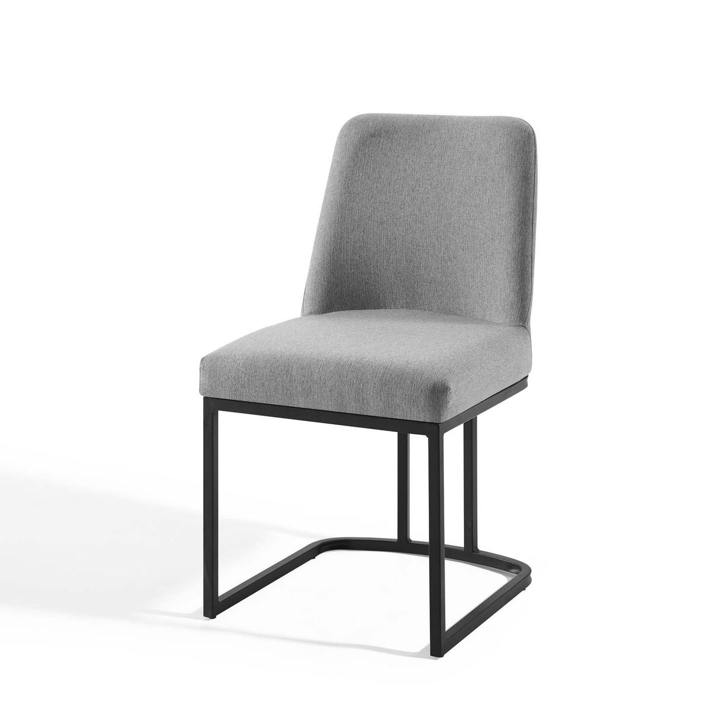 Amplify Sled Base Upholstered Fabric Dining Side Chair, Fabric, Metal Steel, Black Grey Gray, 18539