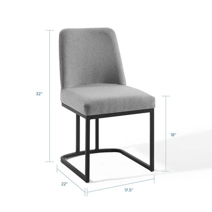 Amplify Sled Base Upholstered Fabric Dining Side Chair, Fabric, Metal Steel, Black Grey Gray, 18539