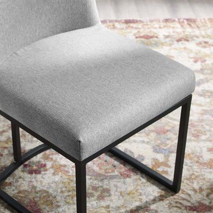Amplify Sled Base Upholstered Fabric Dining Side Chair, Fabric, Metal Steel, Black Grey Gray, 18539