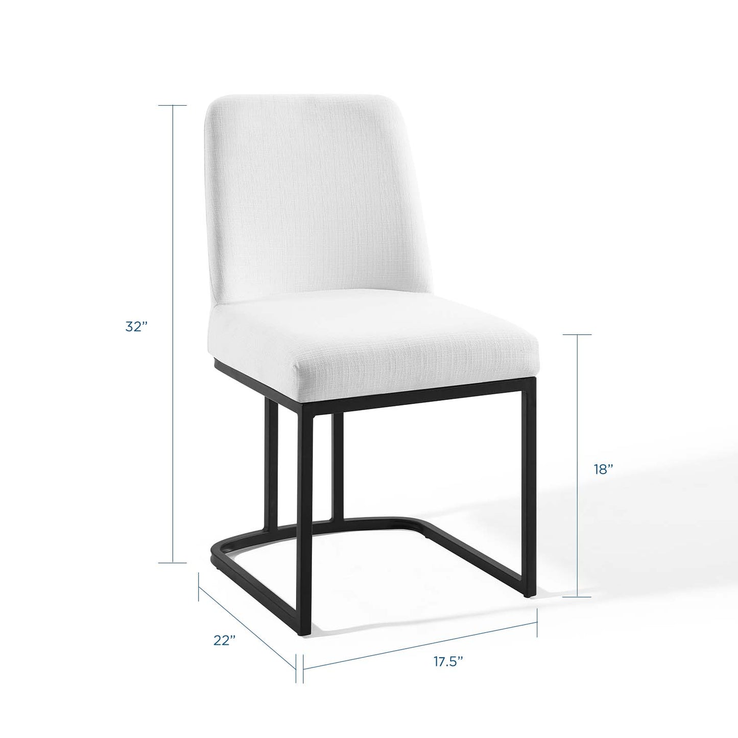 Amplify Sled Base Upholstered Fabric Dining Side Chair, Fabric, Metal Steel, Black White, 18540