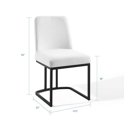 Amplify Sled Base Upholstered Fabric Dining Side Chair, Fabric, Metal Steel, Black White, 18540