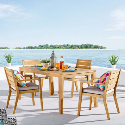 Portsmouth 5 Piece Outdoor Patio Karri Wood Dining Set, Wood, Brown Natural Taupe Gray, 18541