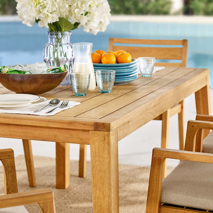 Portsmouth 7 Piece Outdoor Patio Karri Wood Dining Set, Wood, Brown Natural Taupe Gray, 18542