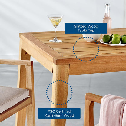 Portsmouth 3 Piece Outdoor Patio Karri Wood Bar Set, Wood, Brown Natural Taupe Gray, 18543