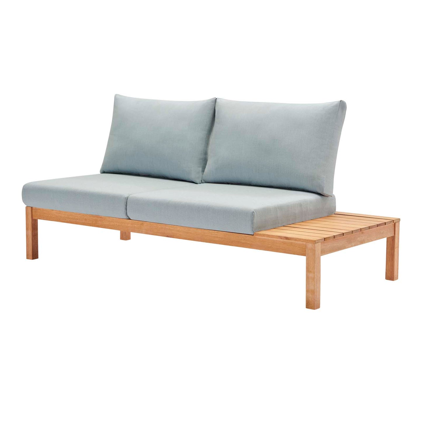 Freeport 3 Piece Outdoor Patio Karri Wood Sectional, Wood, Brown Natural Light Blue, 18545