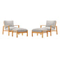 Orlean 4 Piece Outdoor Patio Eucalyptus Wood Set, Wood, Brown Natural Light Grey Gray, 18546
