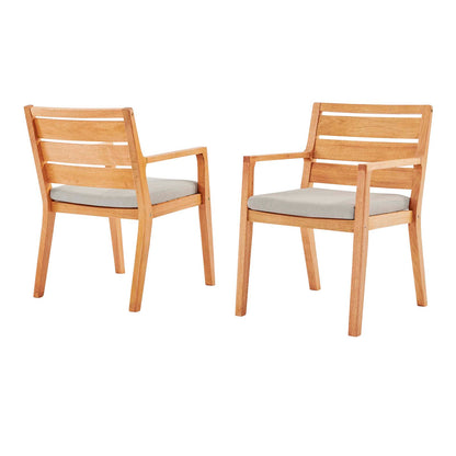 Portsmouth Outdoor Patio Karri Wood Armchair Set of 2, Wood, Brown Natural Taupe Gray, 18548