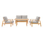 Orlean 4 Piece Outdoor Patio Eucalyptus Wood Set, Wood, Brown Natural Light Grey Gray, 18549