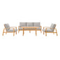 Orlean 4 Piece Outdoor Patio Eucalyptus Wood Set, Wood, Brown Natural Light Grey Gray, 18552