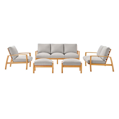Orlean 5 Piece Outdoor Patio Eucalyptus Wood Set, Wood, Brown Natural Light Grey Gray, 18557