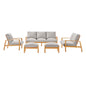 Orlean 5 Piece Outdoor Patio Eucalyptus Wood Set, Wood, Brown Natural Light Grey Gray, 18557
