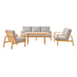 Orlean 4 Piece Outdoor Patio Eucalyptus Wood Dining Set, Wood, Brown Natural Light Grey Gray, 18558