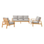 Orlean 3 Piece Outdoor Patio Eucalyptus Wood Set, Wood, Brown Natural Light Grey Gray, 18559