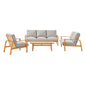 Orlean 4 Piece Outdoor Patio Eucalyptus Wood Set, Wood, Brown Natural Light Grey Gray, 18560