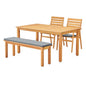 Syracuse 4 Piece Outdoor Patio Eucalyptus Wood Dining Set, Wood, Brown Natural Grey Gray, 18562