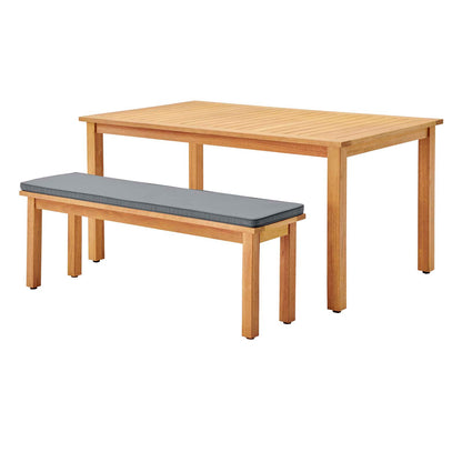 Syracuse 4 Piece Outdoor Patio Eucalyptus Wood Dining Set, Wood, Brown Natural Grey Gray, 18562